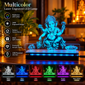 Alternative view of Lord Ganesha Multicolor Acrylic LED Lamp