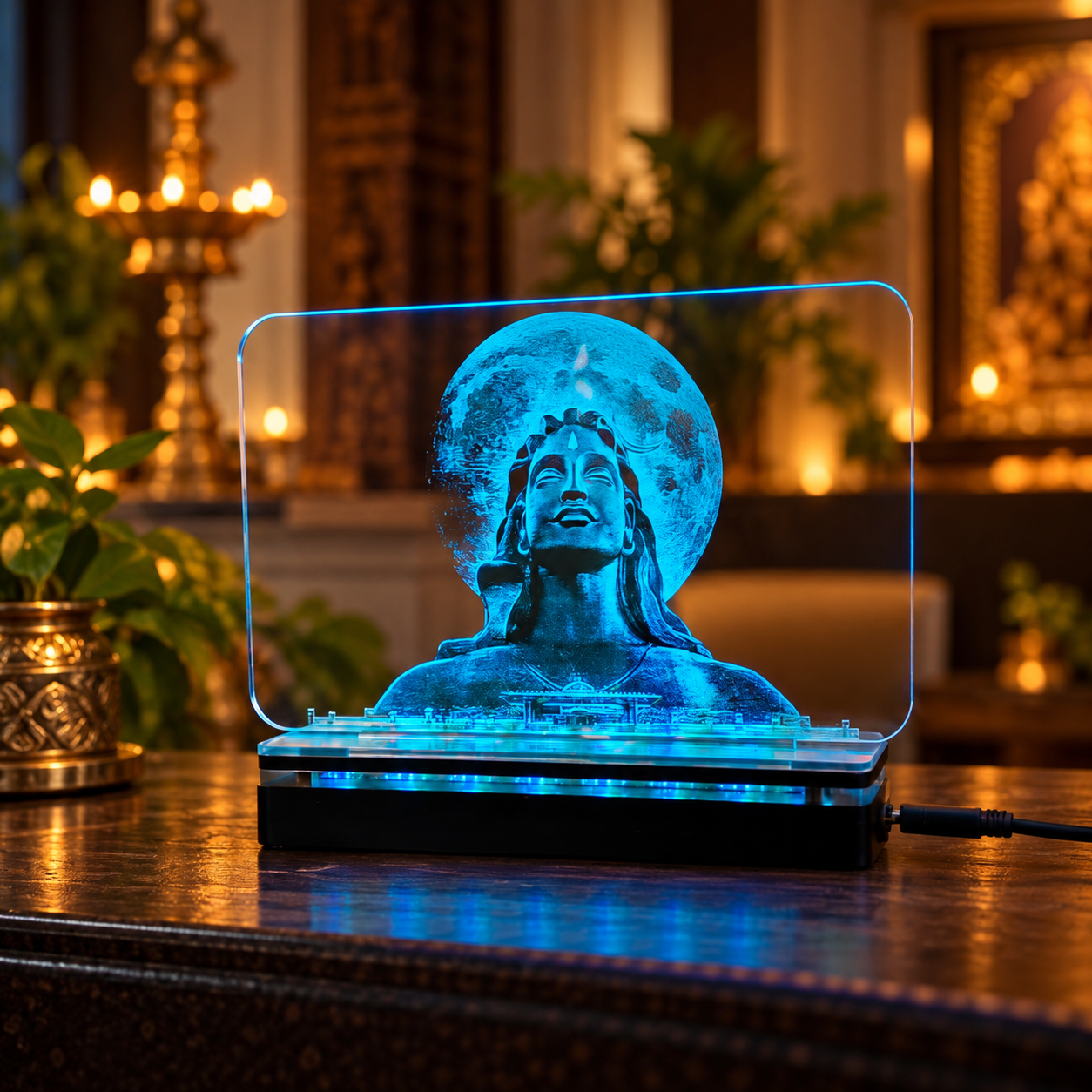 Adiyogi Shiva Multicolor Acrylic LED Lamp