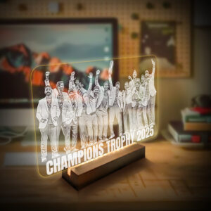 Alternative view of 2025 ICC Champions Trophy Winners lamp with Trophy-Cricket