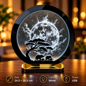 Alternative view of Moonlight Laser Engraved LED Lamp