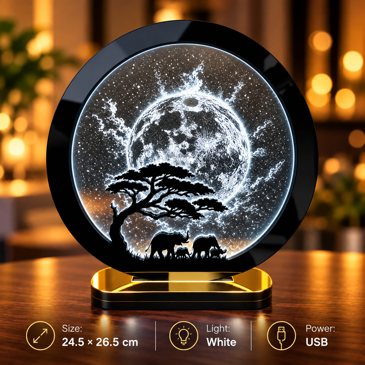 Moonlight Laser Engraved LED Lamp - Image 2