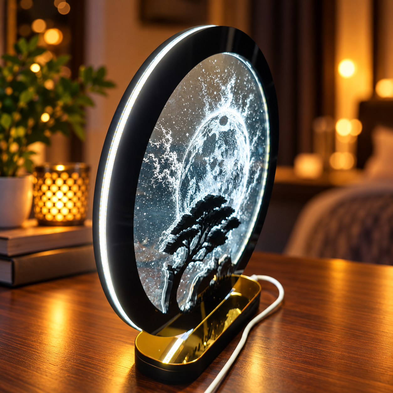 Moonlight Laser Engraved LED Lamp - Image 4