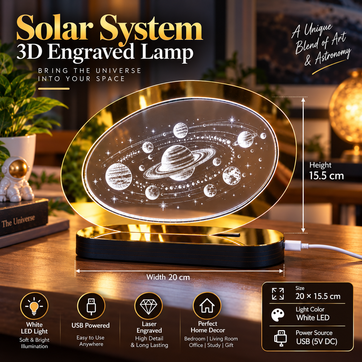 Golden Galaxy Orbit Lamp - Image 2